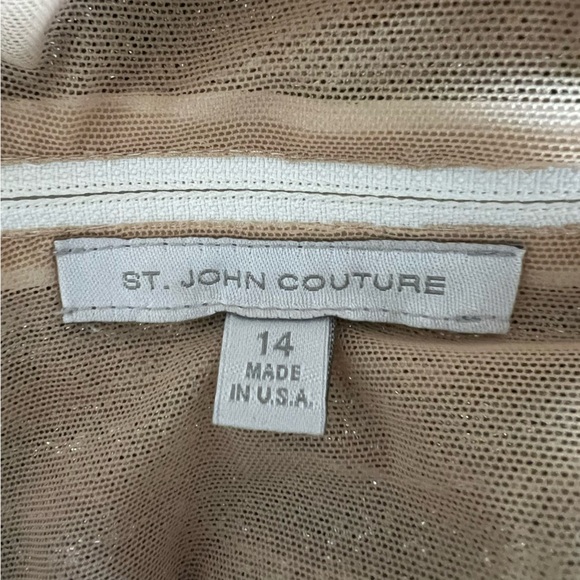 St John Couture Gold Gilded Knit Metallic Sparkle Top Size 14 - Picture 4 of 17